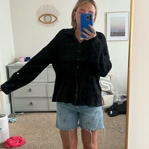 LA hearts black button up sweater